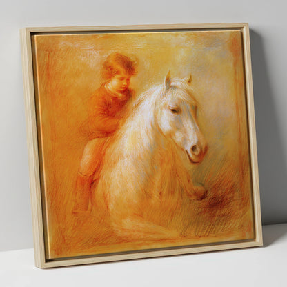 The Bareback Bond horse & rider canvas wall art in natural frame