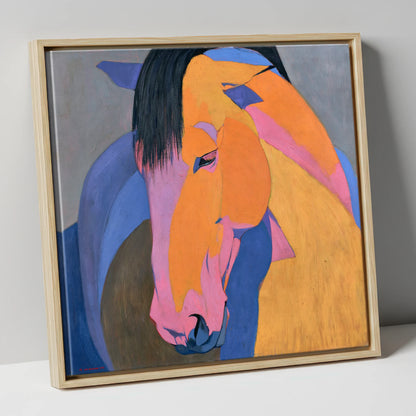 Colourful Painted Horse Portrait horse breed canvas wall art in natural frame