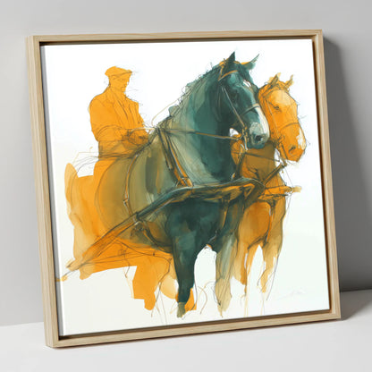 Harnessed Momentum working horse canvas wall art in natural frame