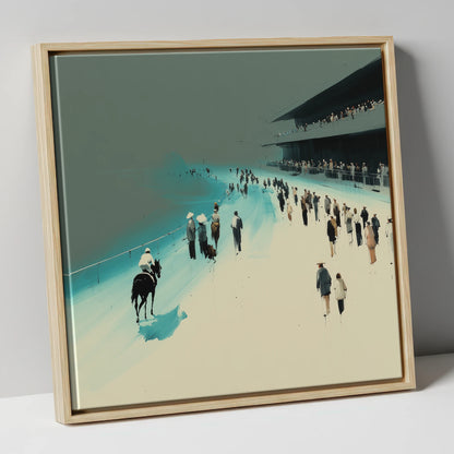 Sweeping to the Start racing horse canvas wall art in natural frame