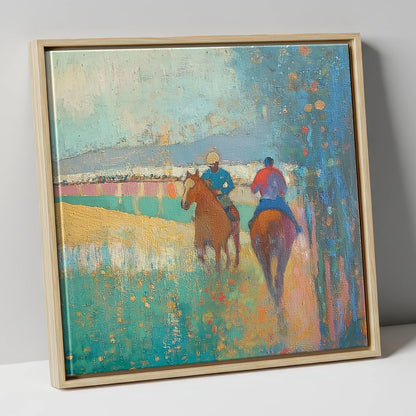 Morning Ride Out racing horse canvas wall art in natural frame