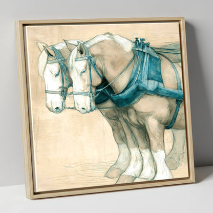 Quiet Strength in Harness working horse canvas wall art in natural frame