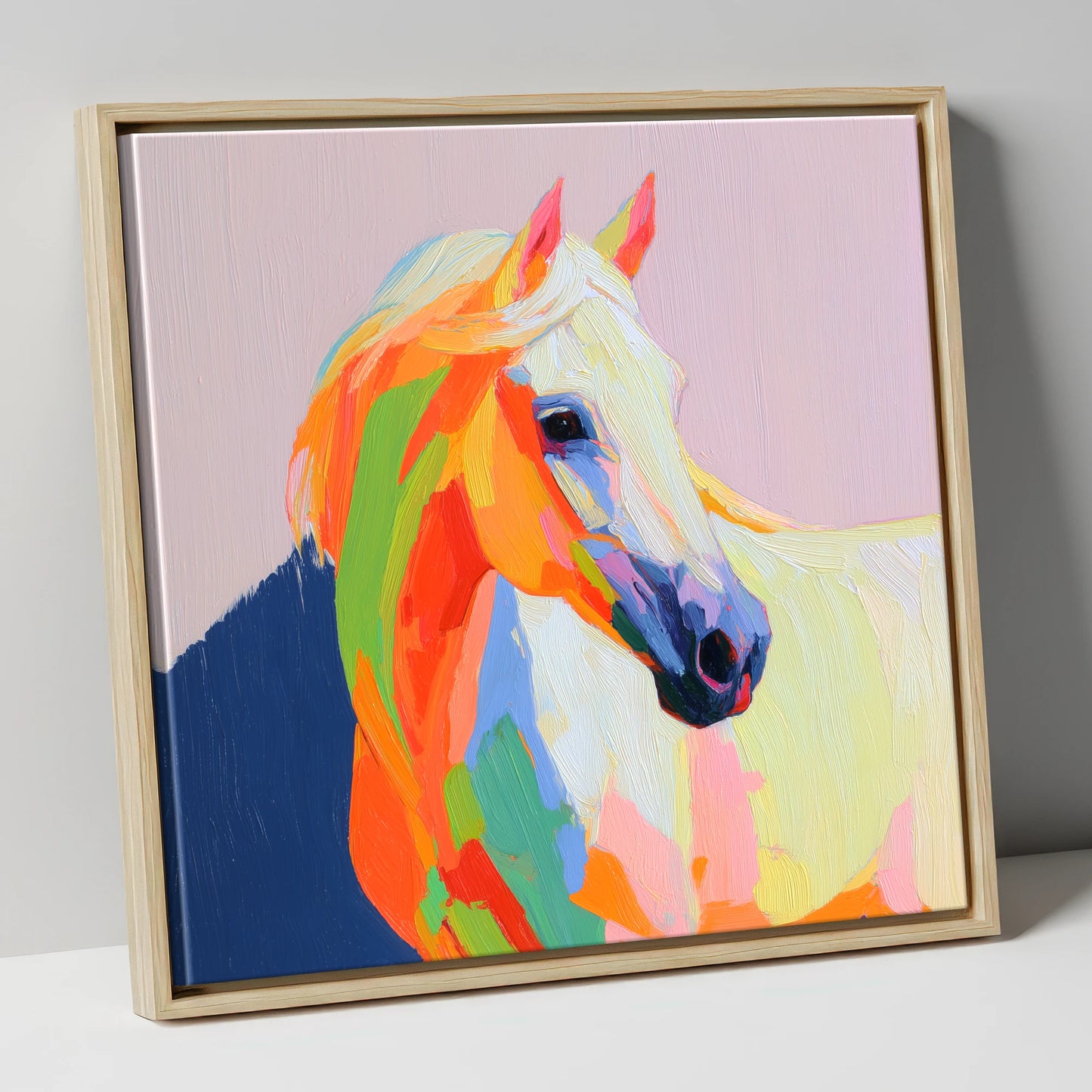 Vivid Equine Profile horse breed canvas wall art in natural frame