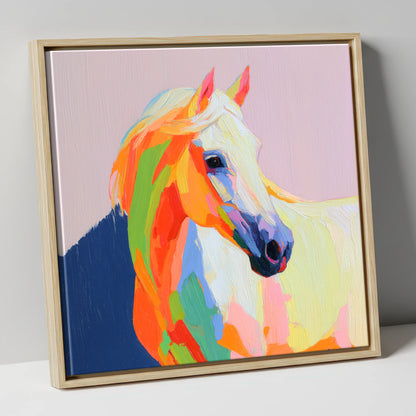 Vivid Equine Profile horse breed canvas wall art in natural frame