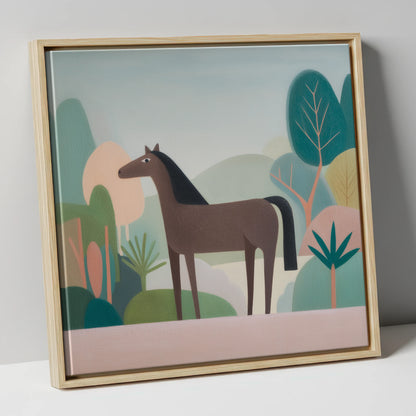 The Quiet Valley horse breed canvas wall art in natural frame