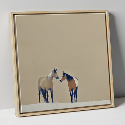 Quiet Companions wild horses canvas wall art in natural frame