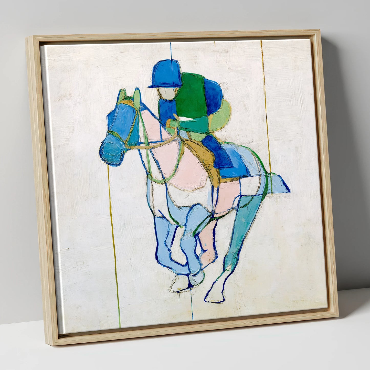 Architectural Racing Lines racing horse canvas wall art in natural frame