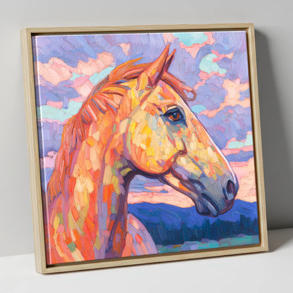 Prismatic Equine Portrait horse portrait canvas wall art in natural frame