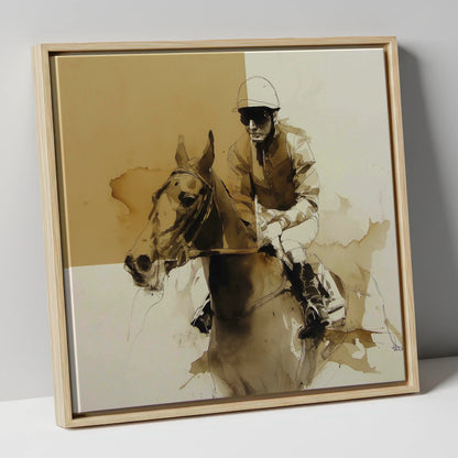 The Sepia Contender racing horse canvas wall art in natural frame