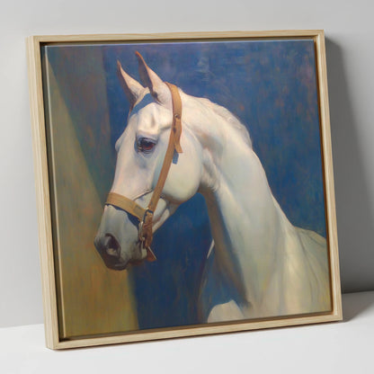 Azure Spirit in Profile horse portrait canvas wall art in natural frame
