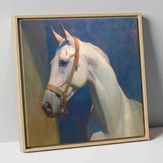 Azure Spirit in Profile horse portrait canvas wall art in natural frame