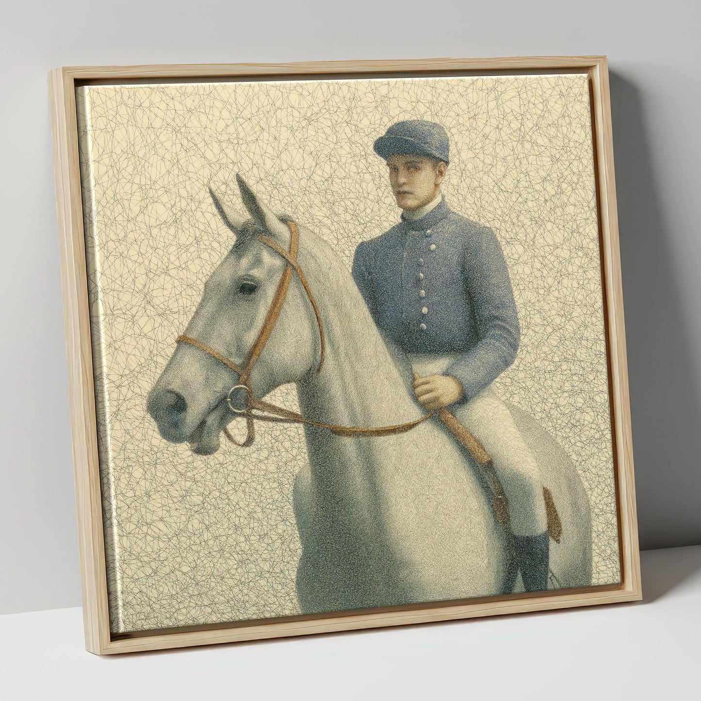 The Slate Silks racing horse canvas wall art in natural frame