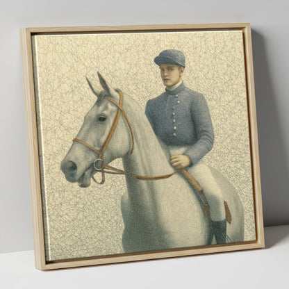 The Slate Silks racing horse canvas wall art in natural frame