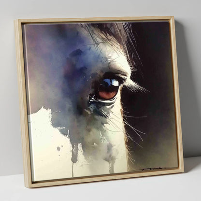 Indigo Gaze horse portrait canvas wall art in natural frame