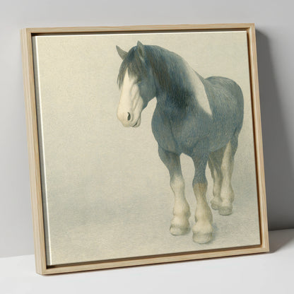 The Slate Blue Shire horse breed canvas wall art in natural frame