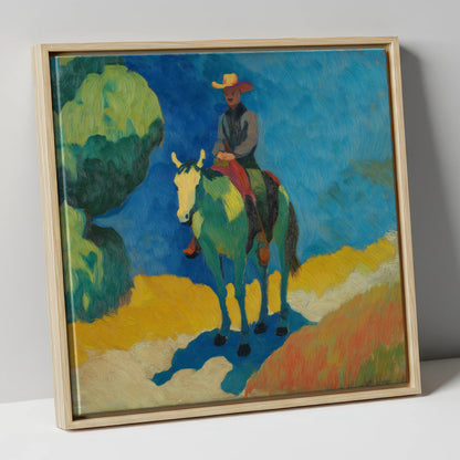 Under a Cobalt Sky western horse canvas wall art in natural frame