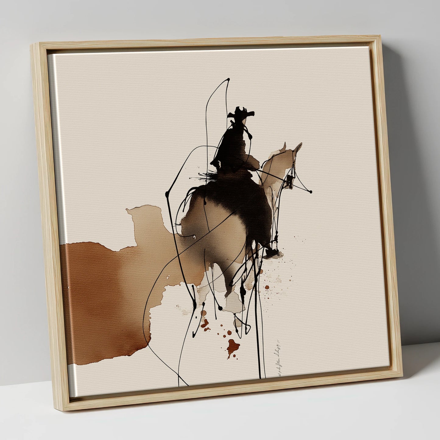 Rhythm of the West western horse canvas wall art in natural frame