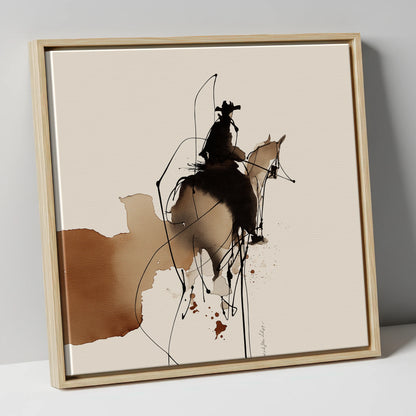Rhythm of the West western horse canvas wall art in natural frame