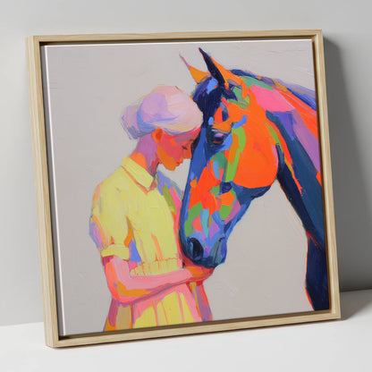 Radiant Connection horse & rider canvas wall art in natural frame