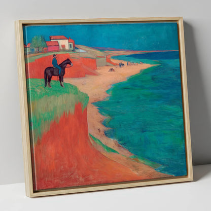 The Coastal Vantage horse landscape canvas wall art in natural frame