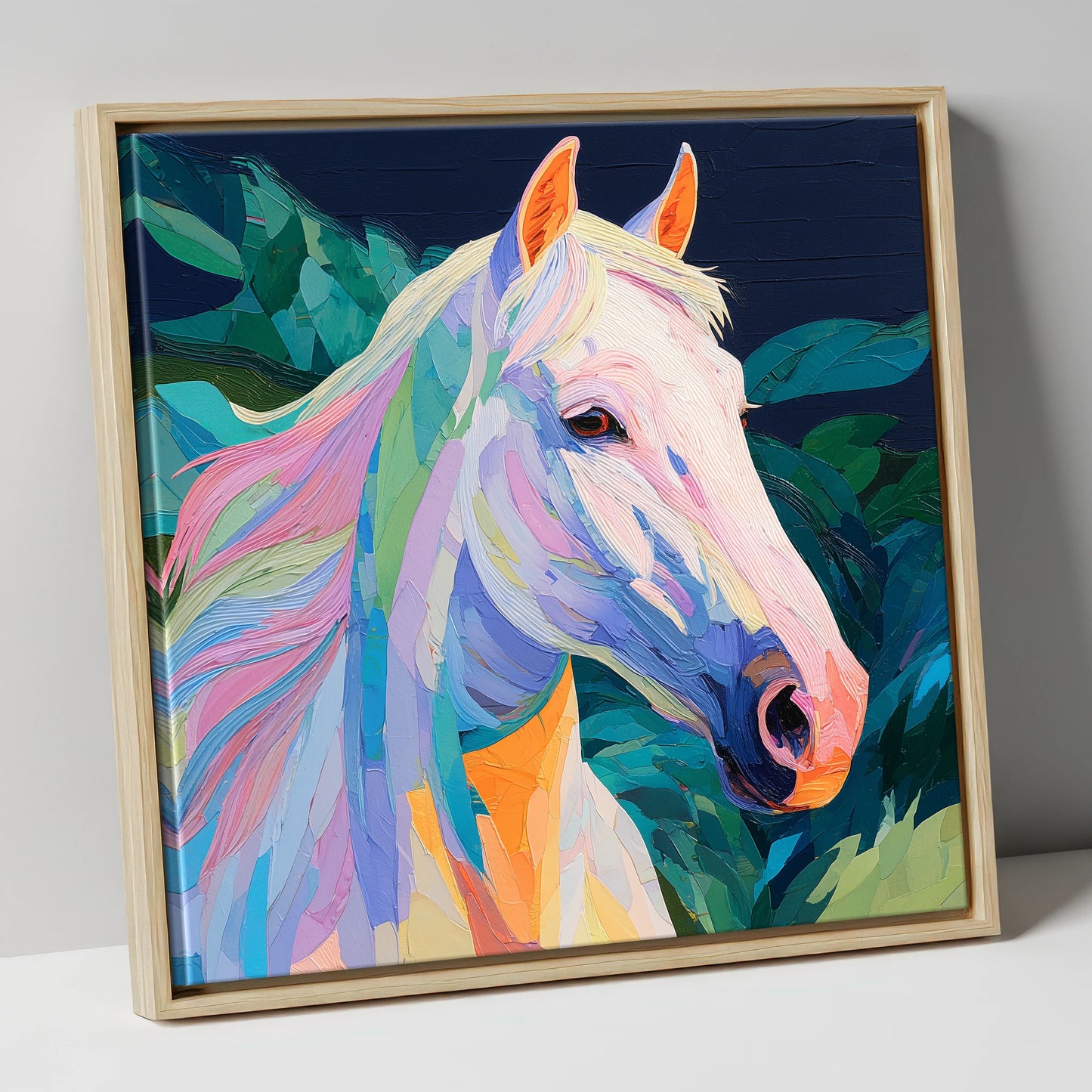 Prismatic Equine Spirit horse breed canvas wall art in natural frame