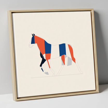 Graphic Equine Geometry horse breed canvas wall art in natural frame