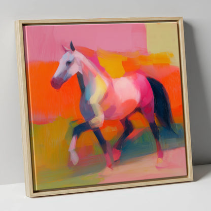 Vivid Equine Stride horse breed canvas wall art in natural frame