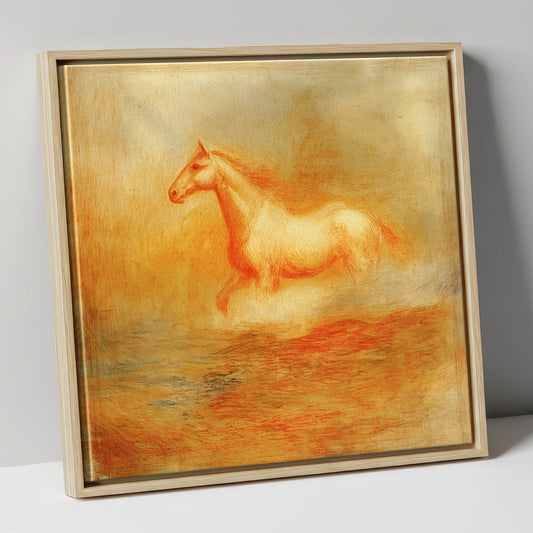 The Ethereal Canter wild horses canvas wall art in natural frame