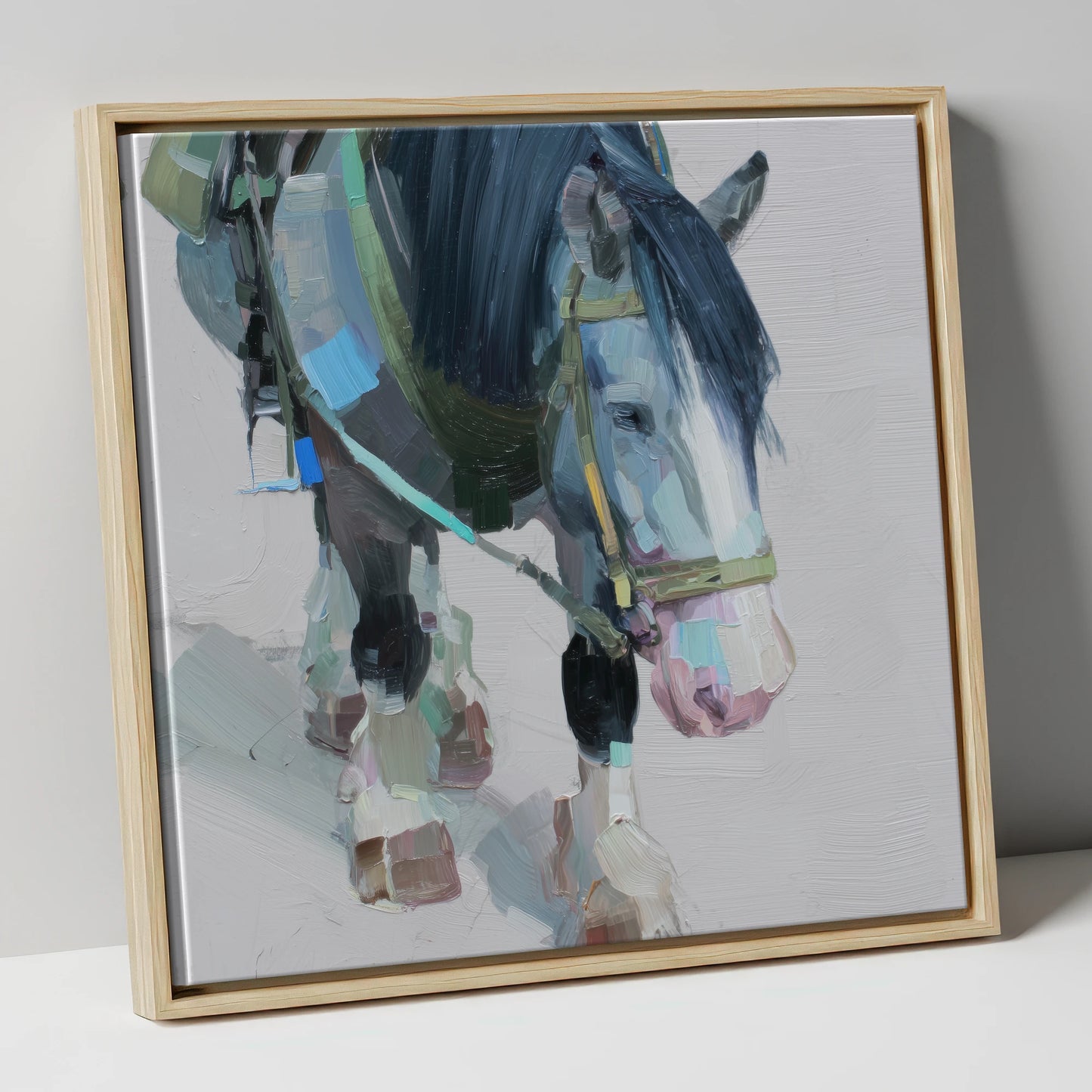Quiet Strength horse breed canvas wall art in natural frame