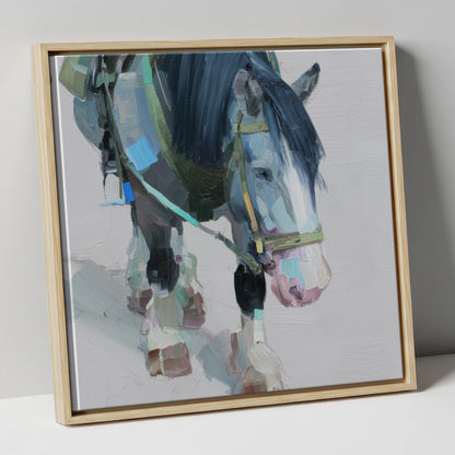 Quiet Strength horse breed canvas wall art in natural frame