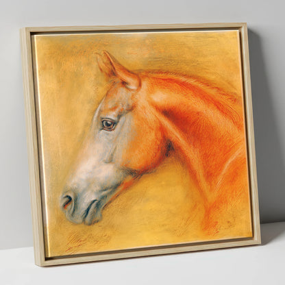 Radiant Chestnut Profile racing horse canvas wall art in natural frame