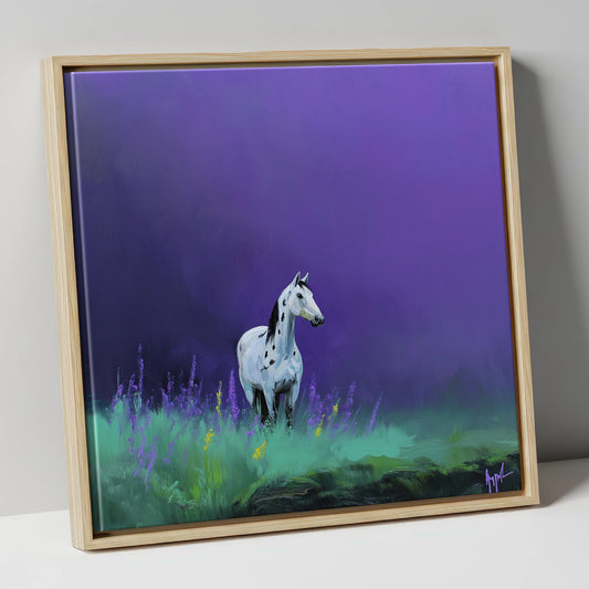Twilight Appaloosa horse breed canvas wall art in natural frame