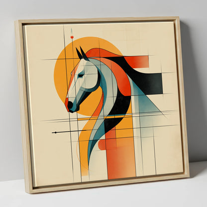 Structured Equine Harmony horse portrait canvas wall art in natural frame