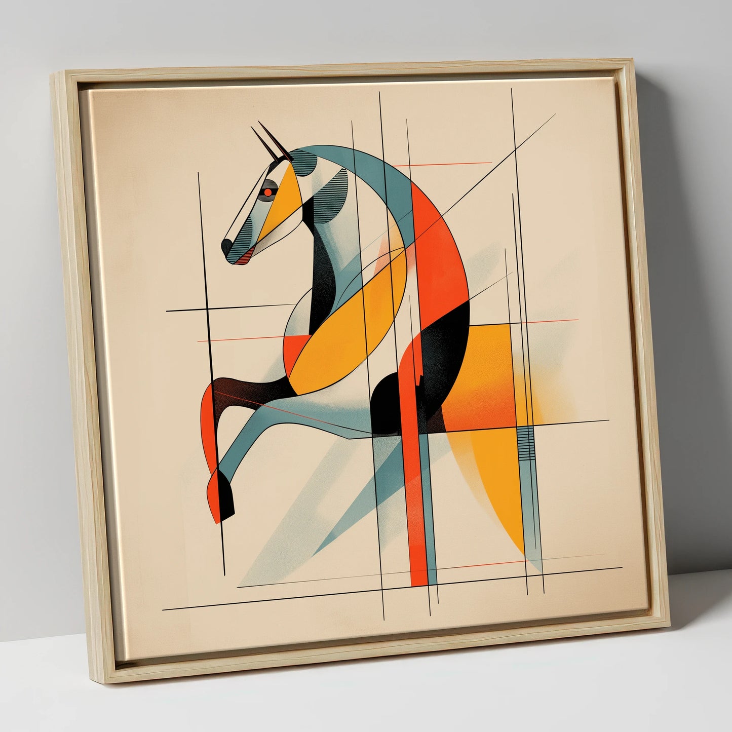 Structural Stride racing horse canvas wall art in natural frame