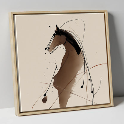 Sweeping Ink Portrait horse portrait canvas wall art in natural frame