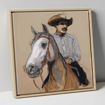 Soul of the West western horse canvas wall art in natural frame
