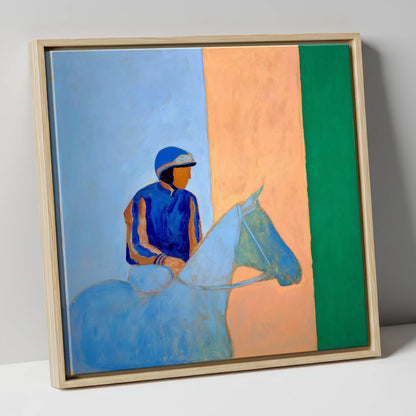 Paddock Serenity racing horse canvas wall art in natural frame