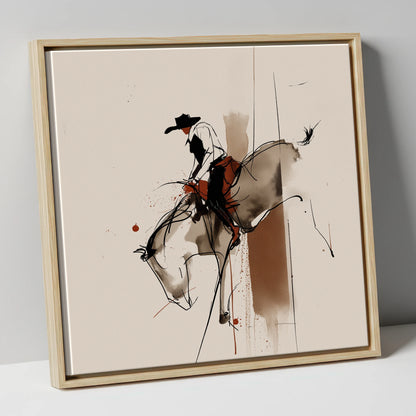 Raw Western Energy western horse canvas wall art in natural frame