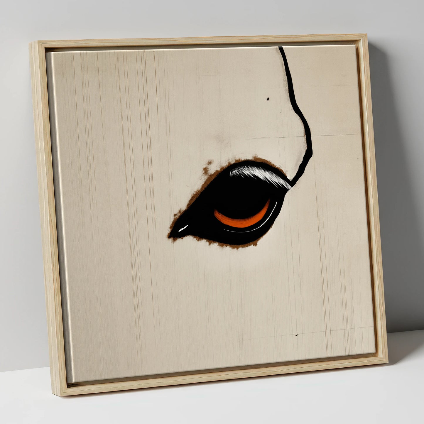 The Amber Gaze horse portrait canvas wall art in natural frame
