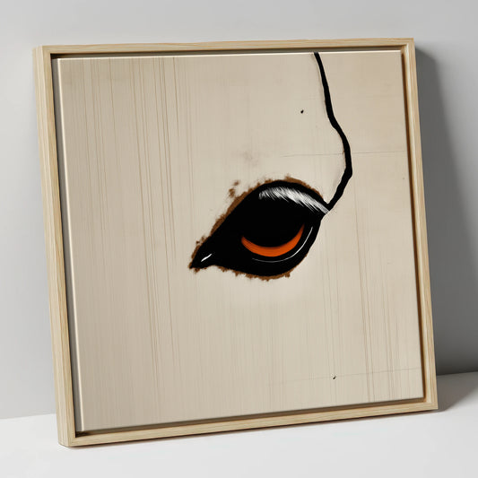 The Amber Gaze horse portrait canvas wall art in natural frame