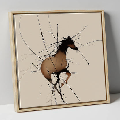 Kinetic Equine Spirit wild horses canvas wall art in natural frame