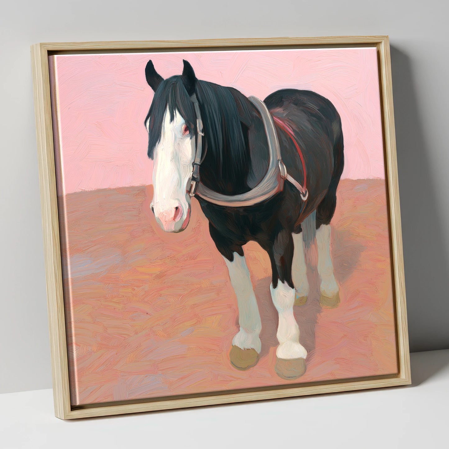 The Gentle Heavy horse breed canvas wall art in natural frame
