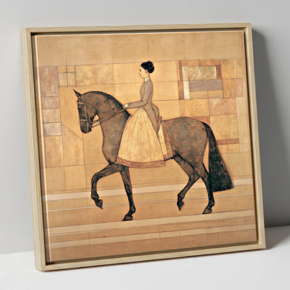 Golden Era Dressage dressage horse canvas wall art in natural frame