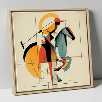 Structured Polo Strike polo horse canvas wall art in natural frame