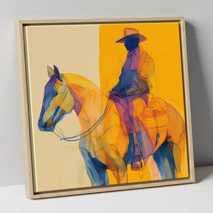 Vivid Western Contours western horse canvas wall art in natural frame