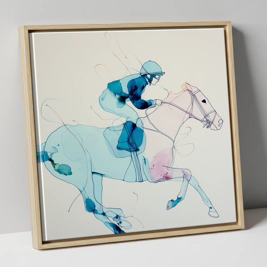 Ethereal Racing Form racing horse canvas wall art in natural frame