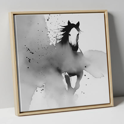 Emerging Spirit horse portrait canvas wall art in natural frame
