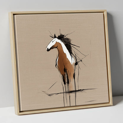 Raw Equine Spirit horse portrait canvas wall art in natural frame