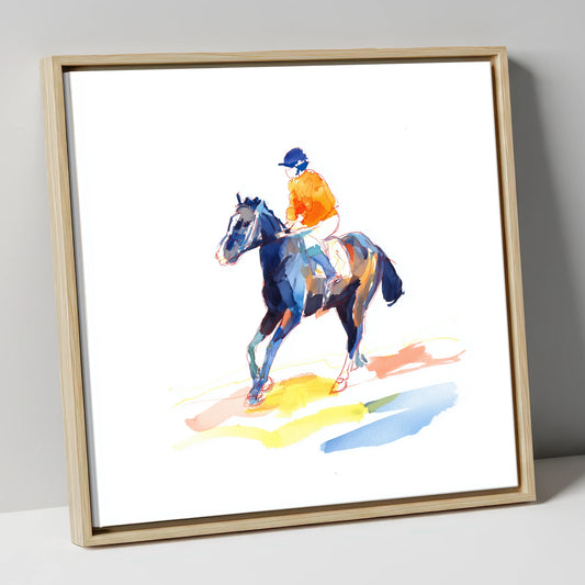 Vivid Racing Colours racing horse canvas wall art in natural frame