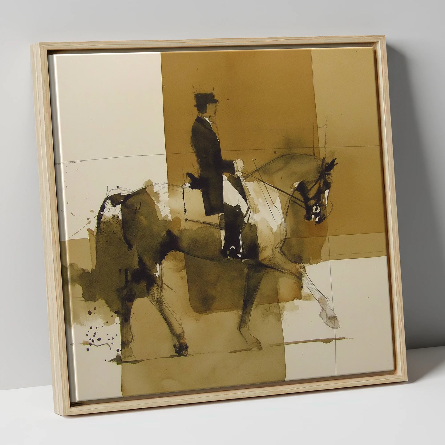 Mastery in Motion dressage horse canvas wall art in natural frame
